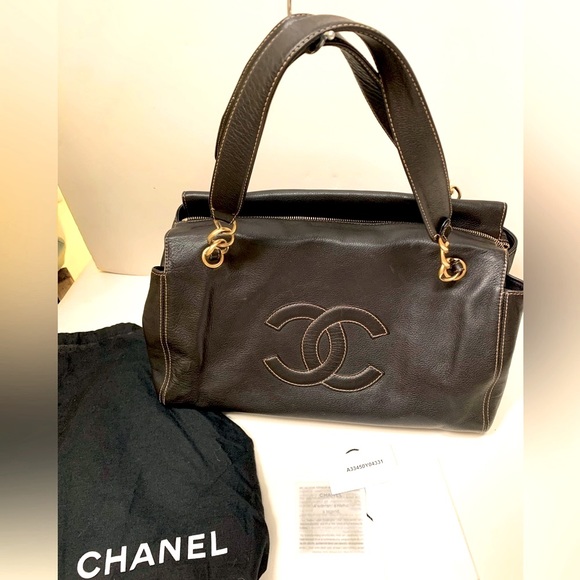CHANEL Rodeo Chocolate Slouchy Caviar Hobo Oversize Vintage 🤎 Brown Matte Gold - Picture 1 of 16